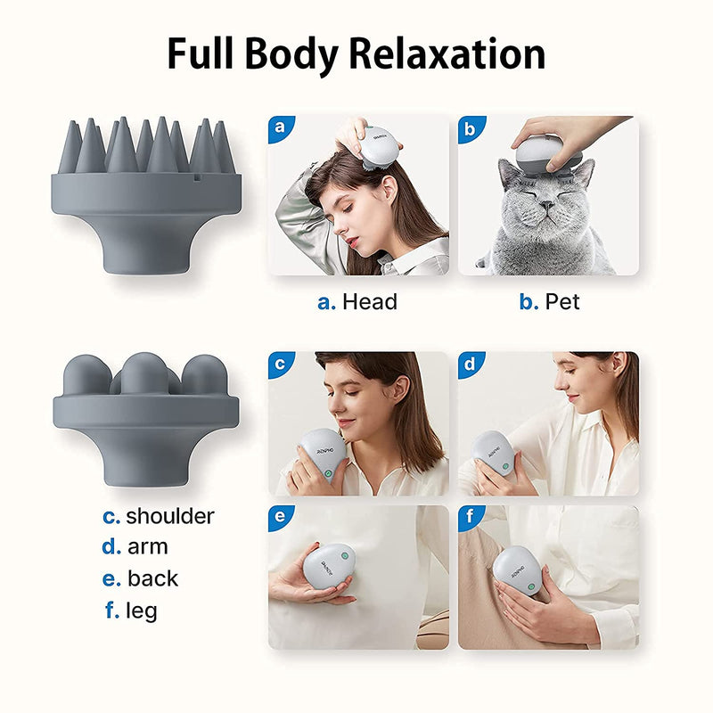 [Australia] - Electric Scalp Massager, RENPHO Waterproof Portable Electric Head Massager with 4 Replacement Massage Heads for Hair Growth, Stress Relief, Deep Cleaning, and Full Body Massage 