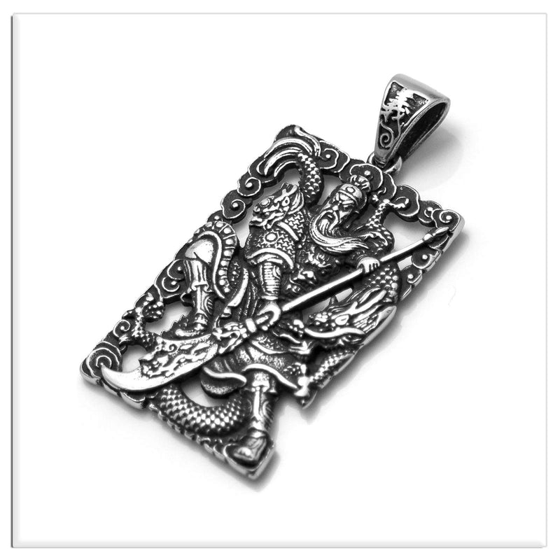 [Australia] - Xusamss Punk Rock Titanium Steel Warrior Guan Yu Dog Tag Pendant Necklace,24inches Box Chain 316L Steel Guan Yu 