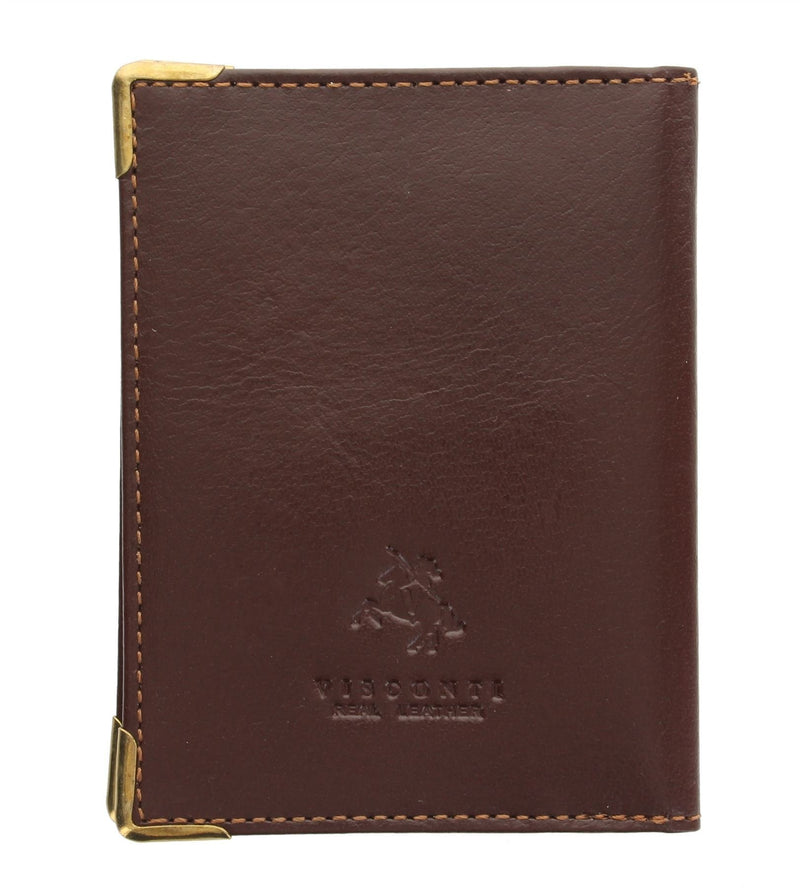 [Australia] - Visconti Leather Oyster Card/Travel Pass Holder with Metal Corner Protectors TC5 Chocolate 