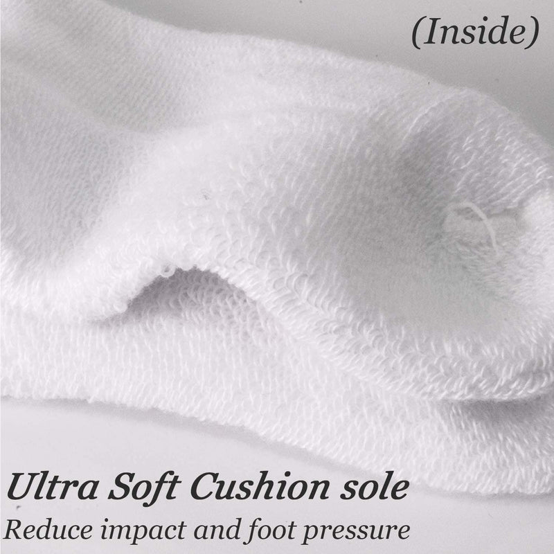 [Australia] - Creswell Diabetic Socks Made in USA (9-11, 6 Pairs White Crew) 9-11 