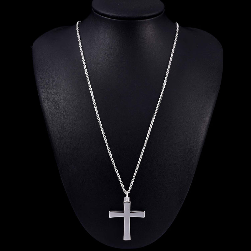 [Australia] - ACJFA 925 Sterling Silver Cross Urn Pendant Necklace Keepsake Memorial Cremation Jewelry for Ashes for Men for Women 