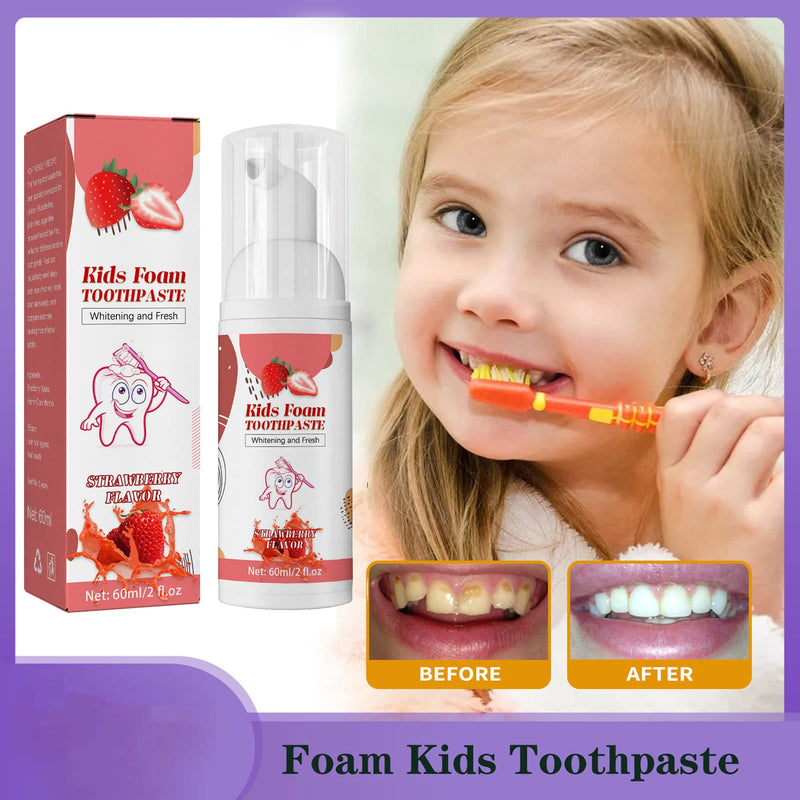 [Australia] - Rosarden Kids Foam Toothpaste, Children's Toothpaste Teeth Whitening Foam Toothpaste Low Fluoride for U Shaped Toothbrush Electric Toothbrush for Children Kids Age for 3 and Up (Strawberry) 