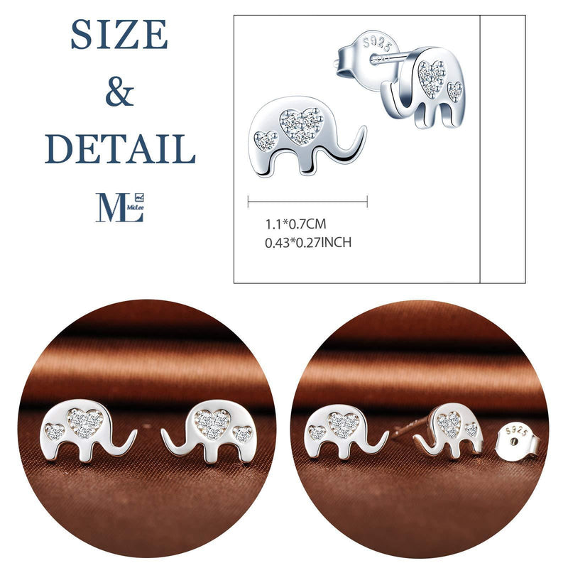 [Australia] - MicLee Woman's girl's Earrings, 925 Sterling silver earrings, mini elephant earrings studs, cute and elegant, Inlaid zircon, gift for Birthday, Valentine's Day and Christmas 