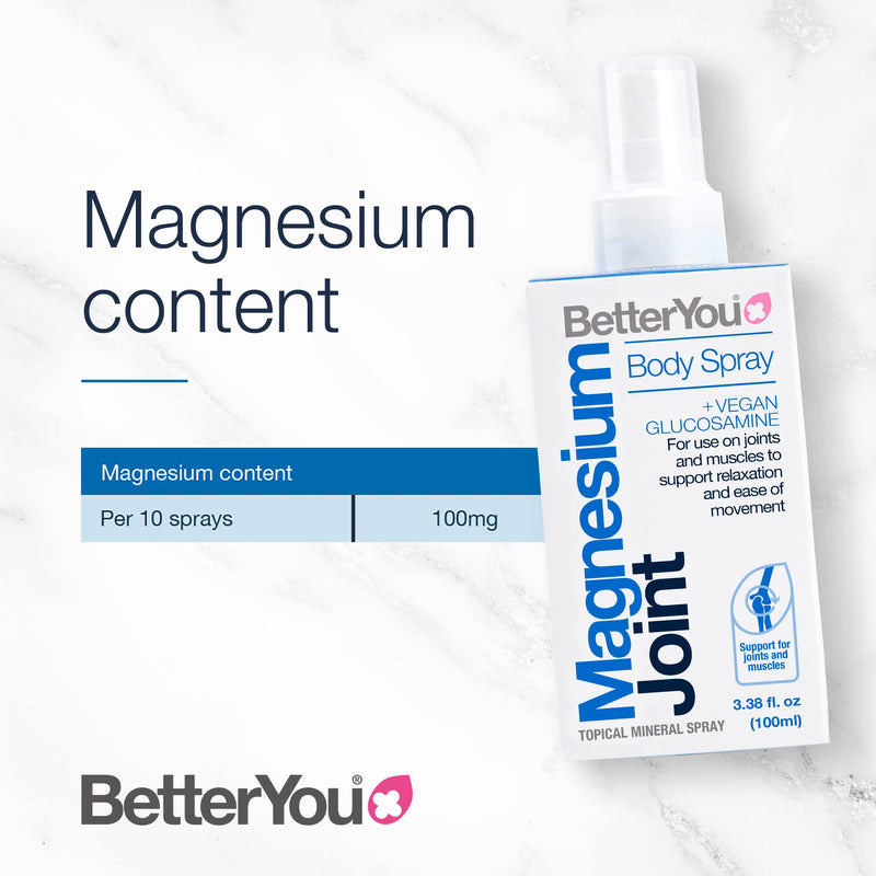 [Australia] - BetterYou Magnesium Joint Body Spray | + Vegan Glucosamine | Effective Support For Joints And Muscles | Supports Relaxation | Palm Oil Free | 100ml (600 Sprays) 
