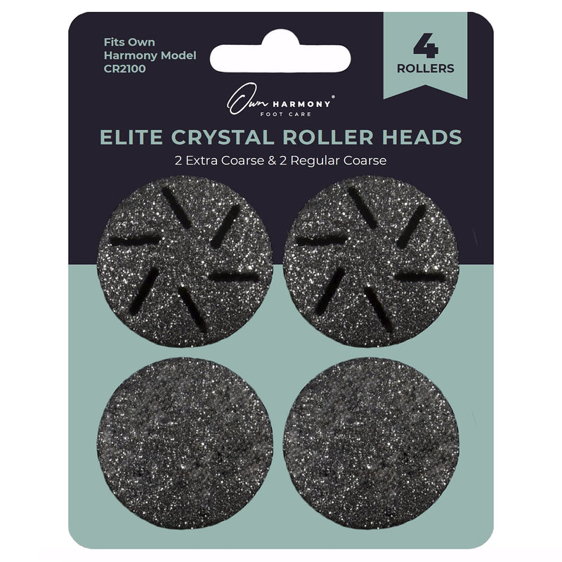 [Australia] - Own Harmony Refill Rollers: Best Fit for Electric Callus Remover Model CR2100 Pedicure Tools - Professional Foot Care for Smooth Feet - Refills 4 Pack Replacement Heads (2 Regular and 2 Extra Coarse) 