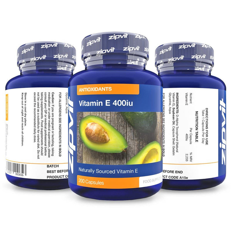 [Australia] - Vitamin E 400iu Supplement, 200 Softgel Capsules, Powerful Antioxidant, Protects Cells from Oxidative Stress, Supports Immune System, Over 6 Month Supply 