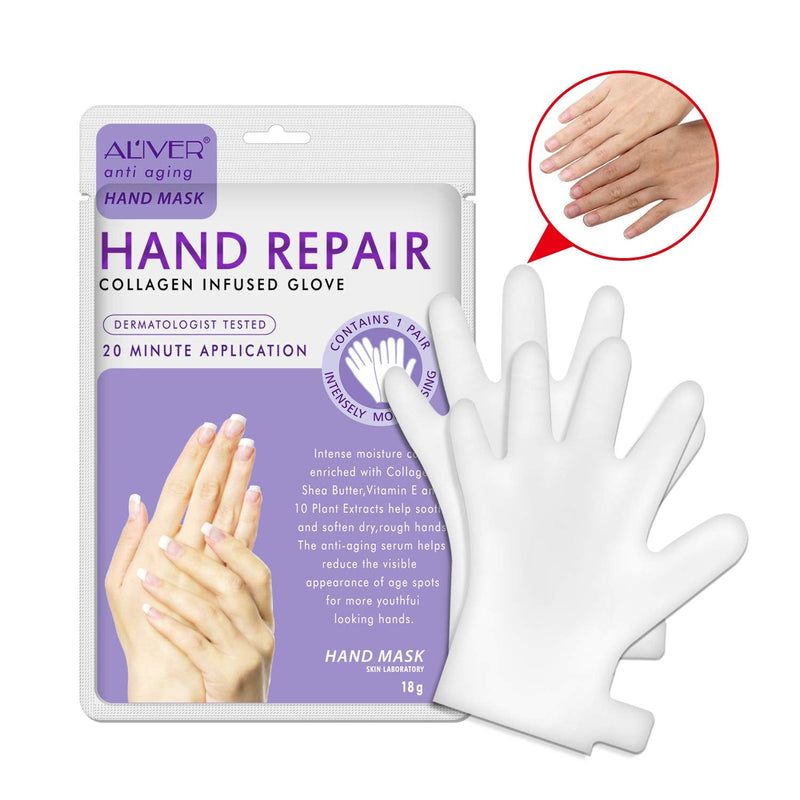 [Australia] - 3 Pairs Hands Moisturizing Gloves,Moisturizing Hand Mask that Enriched with Collagen,Hand Skin Repair Renew Mask w/Infused Collagen,Moisture Enhancing Gloves For Dry,Aging,Cracked Hands Women or Men 