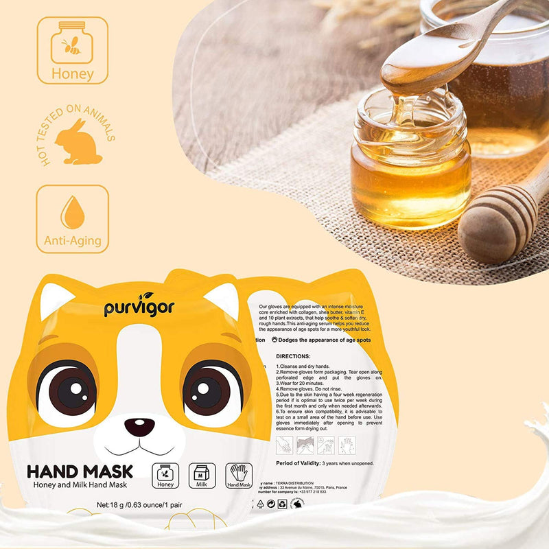 [Australia] - 3 Pack Hands Moisturizing Gloves, Hand Masks Hand Care Spa Treatment to Sooth, Serum Vitamins Natural Plant Extracts for Dry, Aging, Cracked Hands Intense Skin Nutrition Hand Care (Honey) Honey 