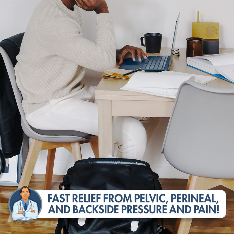 [Australia] - Dr. Frederick’s Original Donut Pillow - 18" Inflatable Donut Cushion for Tailbone Pain Relief - Donut Pillow Seat Cushion for Hemorrhoids, Bed Sores, Prostatitis - Gray 