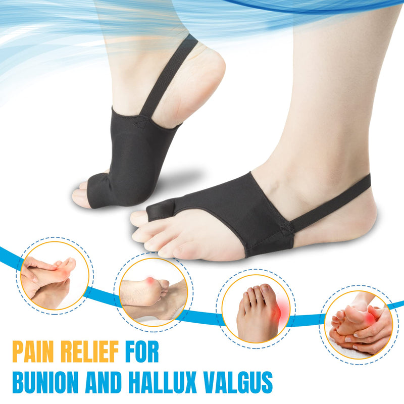 [Australia] - Bunion Corrector for Women, Bunion Splint with Gel Cushion Pad, Big Toe Brace for Men, Non-Surgical Hallux Valgus Correction, Bunion Relief Day & Night Support (2 PCS) black 