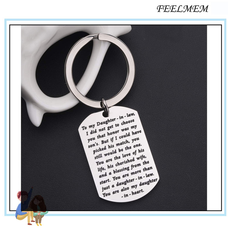 [Australia] - FEELMEM to My Daughter-in-Law Keychain I Did Not Get to Choose You That Honor was My Son's Wedding Gift Daughter-in-Law Jewelry from Mother in Law/Father in Law silver 