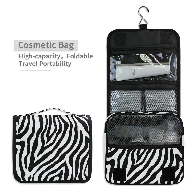 [Australia] - CUTEXL Cosmetic Bag Tribal Abstract Zebra Pattern Large Hanging Wash Gargle Bag Portable Travel Toiletry Bag Makeup Case Organizer for Women Lady 