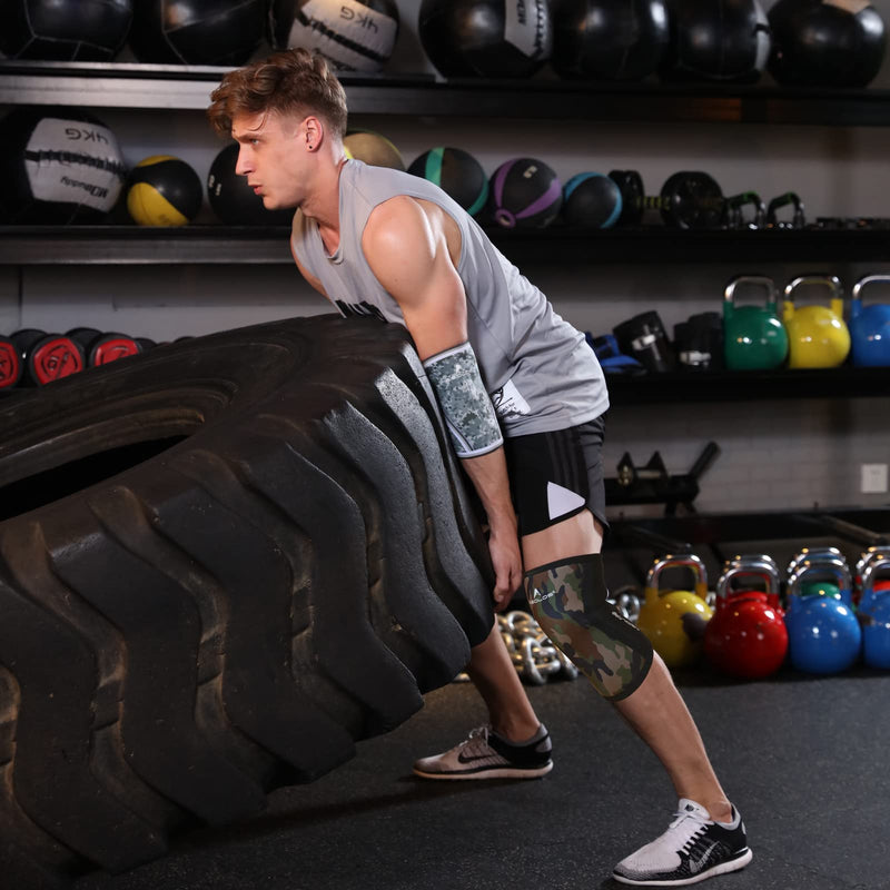 [Australia] - Knee Sleeves (1 Pair)，7mm Compression Knee Braces for Heavy-Lifting,Squats,Gym and Other Sports(Large,Camo&Black) NO4.Camo&Black Large 