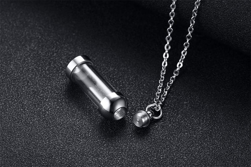 [Australia] - Mealguet Jewlery Stainless Steel Glass Openable Container Vial Tube Urn Keepsake Cremation Ashes Holder Memorial Pendant Necklace,Funnel Kit Included 2* pendants 12*40.5mm pendant 