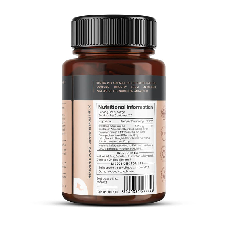 [Australia] - Ultra Pure Superba Krill Oil 500mg x 120 Capsules - sourced in the unpolluted waters of the Antarctic providing a rich supply of Astaxanthin and Omega 3 