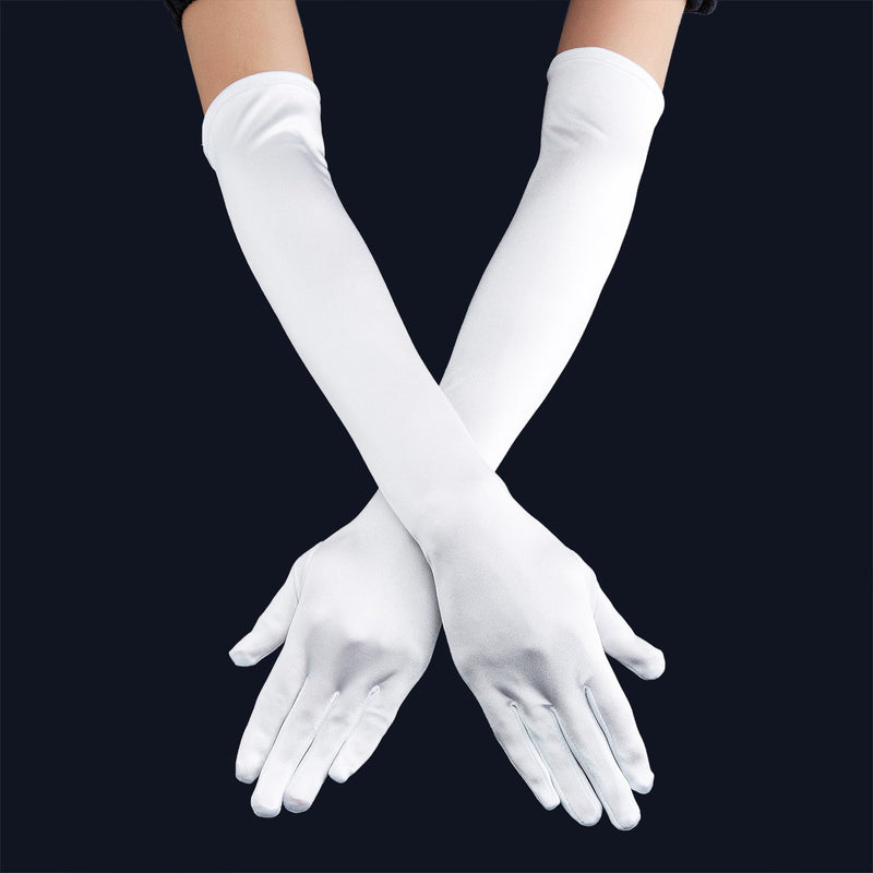 [Australia] - 1920s Opera Satin Long Gloves 19.5" Elbow Length,12BL A-19.5" Satin(white) One Size 
