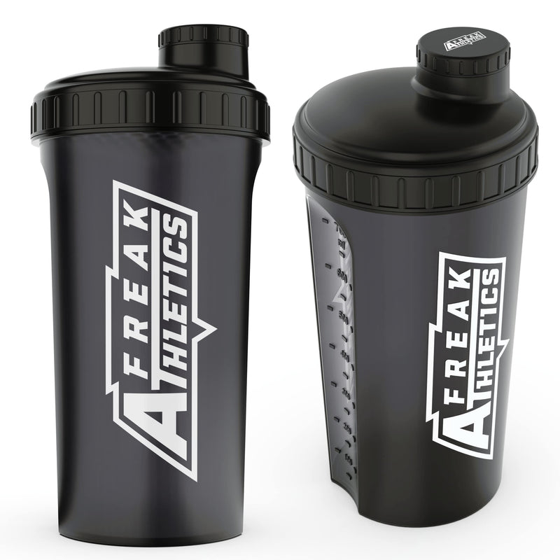 [Australia] - Freak Athletics Protein Shaker Bottle 700ml Premium BPA Free shaker Bottle (Black Transparent/Black Lid) Black Transparent / Black Lid 