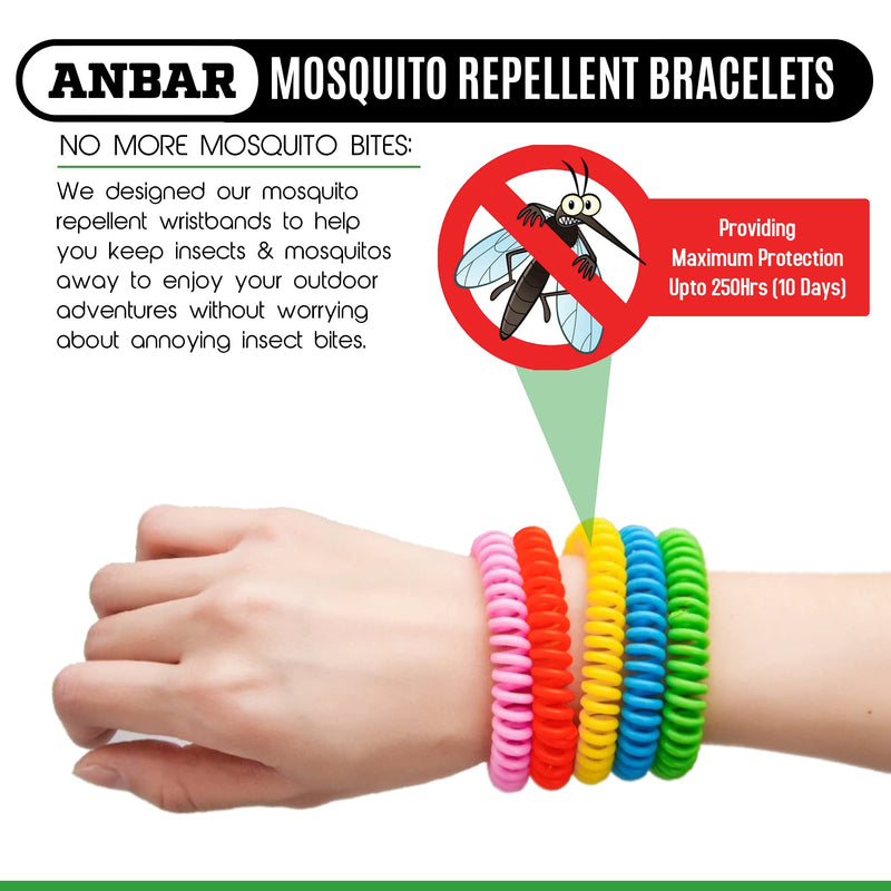 [Australia] - Anbar Mosquito Repellent Bracelets Bands for Adults and Kids, 14 Pack, All-Natural Deet-Free, Non-Toxic Protection, Stretchy Waterproof Anti-Mosquito Wristbands for Hiking and Camping 