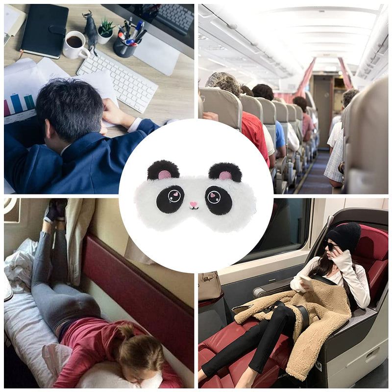 [Australia] - 2 Pcs Panda Fluffy Sleep Eye Masks Cute Animal Plush Eye Masks Elastic Sleeping Eye Covers for Travel, Office, Home Sleep Shading 