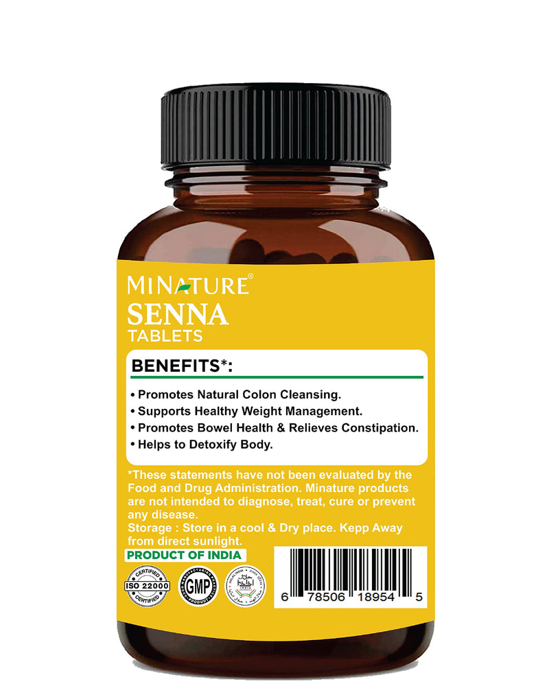[Australia] - Senna Leaf Tablets by mi Nature | 90 Tablets, 1000 mg | 45 Days Supply | Senna Leaves Tablets | Vegan| Immunity Booster | Constipation Support | Laxative 