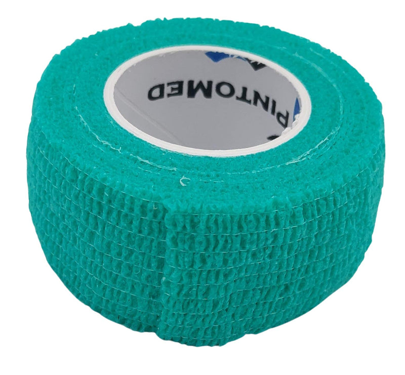 [Australia] - Pintomed - Green Cohesive Bandage Stretched 6 Rolls x 2.5cm x 4.5mts Self-Adhesive Flexible Bandages, Professional Quality, First Aid Sports Wrap Bandages - Pack of 6 