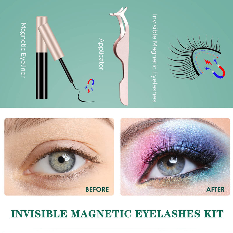 [Australia] - Magnetic Eyelashes with Eyeliner Kit 2 Tubes of Magnetic Eyeliner for Use with Magnetic False Lashes 10 Pairs Reusable 3D Invisible Magnetic Lashes Natural Look with Tweezers Easy to Apply 10 Pairs-i 