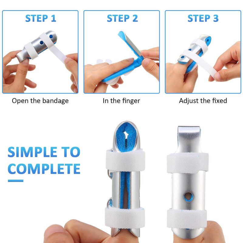 [Australia] - 6 Pieces Finger Splints Metal Finger Support Finger Stabilizer for Adults and Children Finger Knuckle Joint Fixation, 3 Sizes (Blue) Blue 