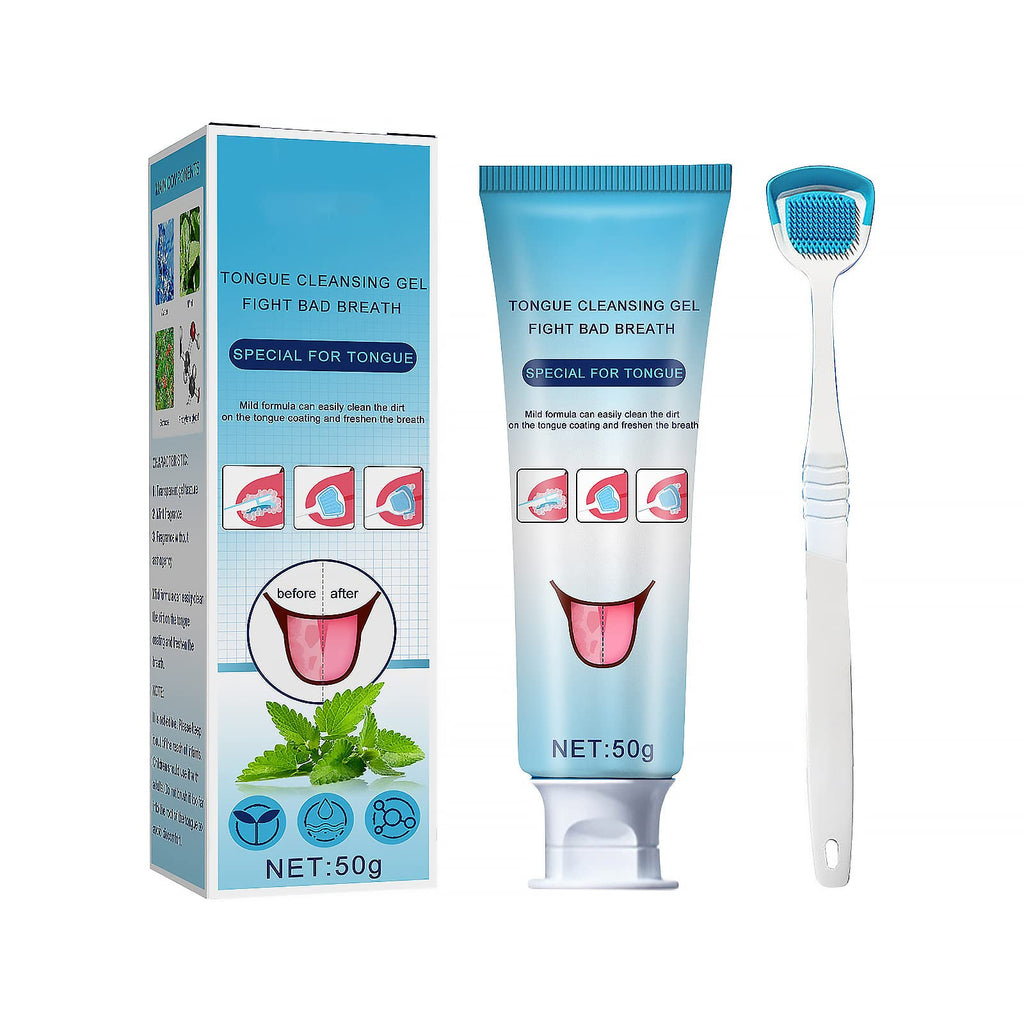 [Australia] - Tongue Cleaner Gel with Tongue Brush, Tongue Cleaner for Reduce Bad Breath, Tongue Cleaner Kit Fresh Mint for Maintain Mouth Health and Oral Care (A) A 
