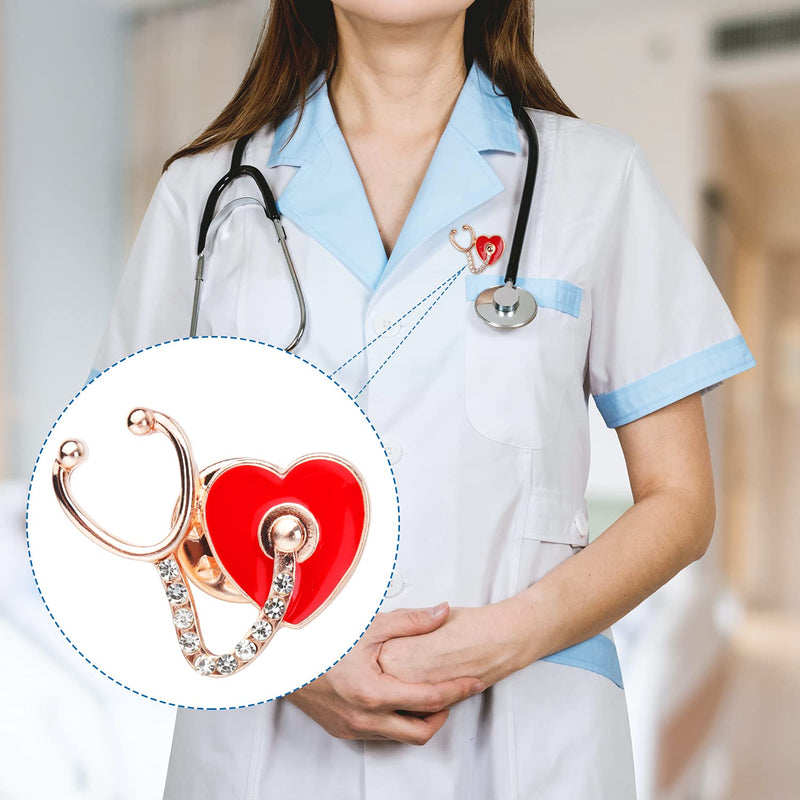 [Australia] - Stethoscope Brooch,3Pieces Diamond-studded Enamel Lapel Pin ,Charm Medicine Brooch Pin Badges Jewelry,Doctor Lapel Nurse Pins Decor for Clothing Women Girls 