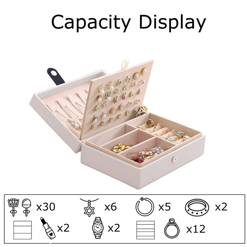 [Australia] - Small Travel Jewelry Box Organizer,Portable Travel Jewelry Case for Women Storage Earring,Ring,Necklace,White 