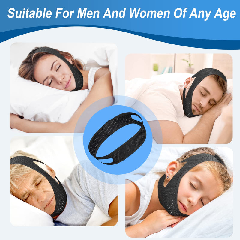 [Australia] - Anti Snoring Chin Strap for Sleep, 2022 Stop Snoring Devices for Cpap Users, Effective Snoring Solution and Anti Snore Devices, Adjustable and Light Breathable Chin Strap for Men Women (Black-B) 