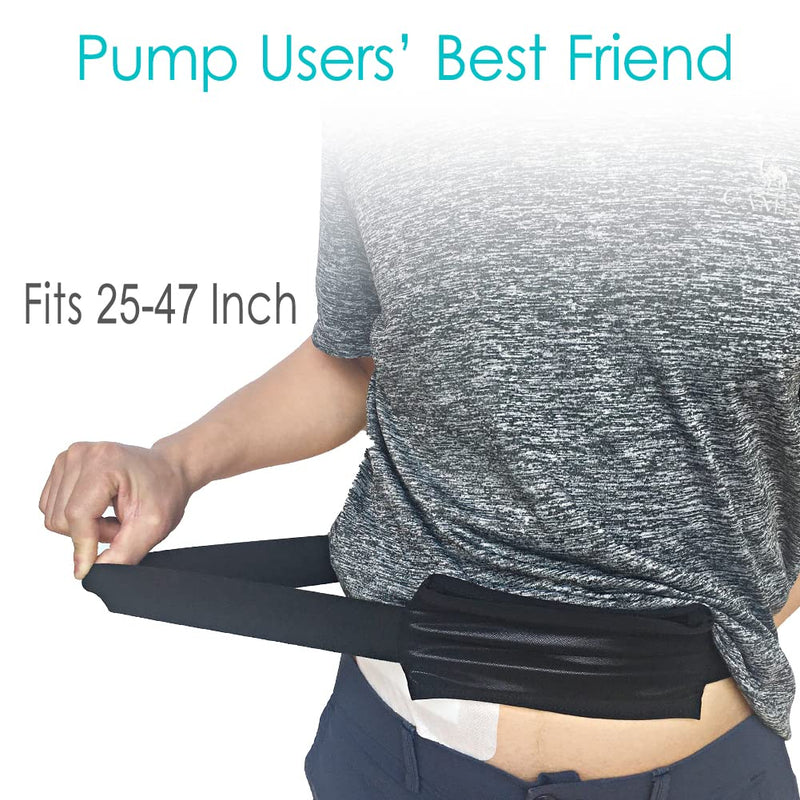 [Australia] - Insulin Pump Belt with Mesh Pouch for Easy Viewing/Operation Diabetic T1D Medical Holder Adjustable Waist Band Accessories Lightweight for Tubing Epipen Men Women Adult Black 