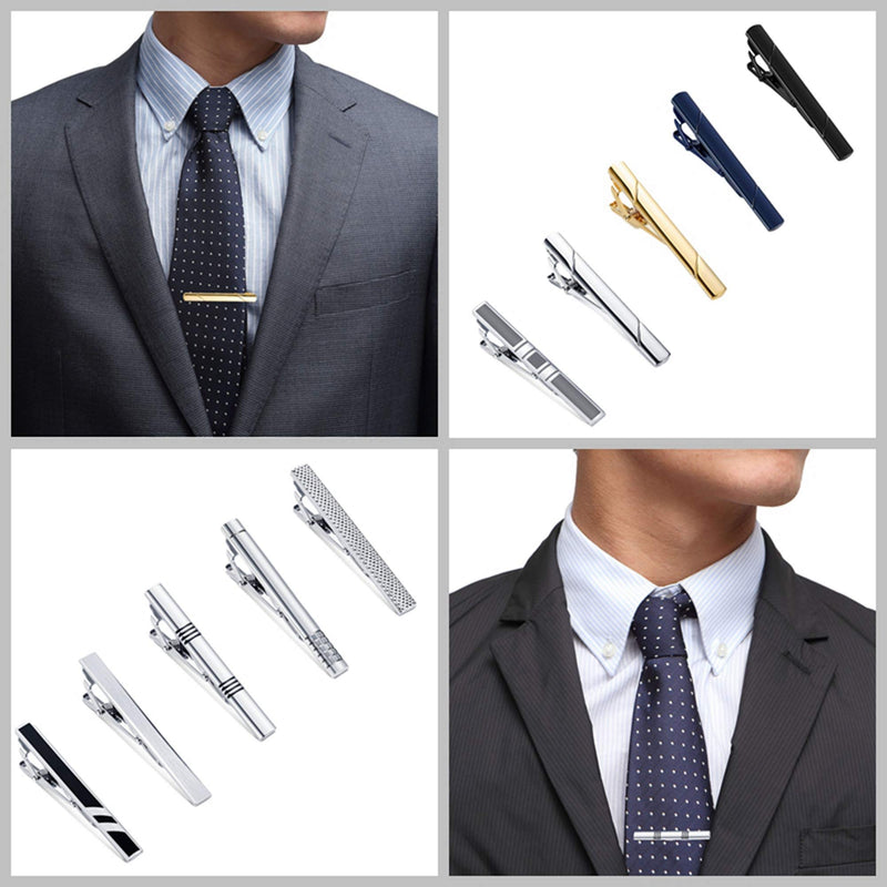 [Australia] - YADOCA Tie Clips Set for Men Tie Bar Clip Black Silver-Tone Gold-Tone for Wedding Business with Gift Box Style a 10pcs With Box 