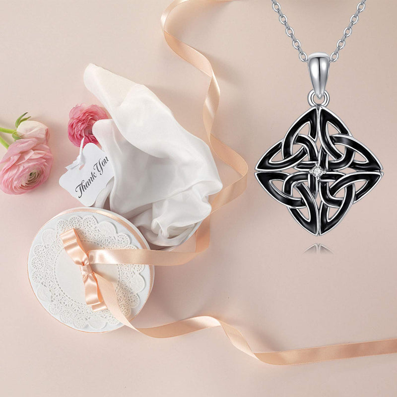 [Australia] - TRISHULA Celtic Knot Pendant Necklace,925 Sterling Silver Oxidation Trinity Knot Jewelry Necklace Personalized Good Luck Gift for Girls and Women 