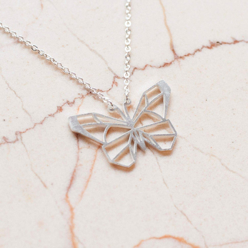 [Australia] - La Menagerie Butterfly Silver Origami Jewelry & Silver Geometric Necklace – 925 Sterling Plated Silver Necklace & Butterfly Necklaces for Women – Butterfly Necklace for Girls & Necklace 