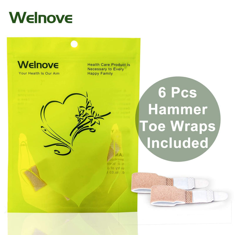 [Australia] - Welnove 6Pcs Hammer Toe Straightener, Hammer Toe Splints, Toe Cushioned Bandages for Correcting Hammer Toes, Broken Toes, Crooked Toes & Overlapping Toe 