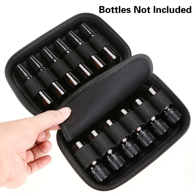 [Australia] - Hipiwe Hard Shell Essential Oil Carrying Case Holds 12 Bottles (Can hold 5ml, 10ml, &10ml Rollers) Travel Size Essential Oils Bag Organizer Perfect for Young Living, doTERRA, and more (Black) Black 