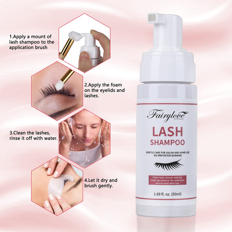 [Australia] - Eyelash Extension Cleanser, Eyelash Foaming Cleanser Eyelash Shampoo/Wash Eyelash Brush Extension Safe Remove Makeup Residue And Mascara For Daily Use(Eyelash Cleanser Foam + Brush) 