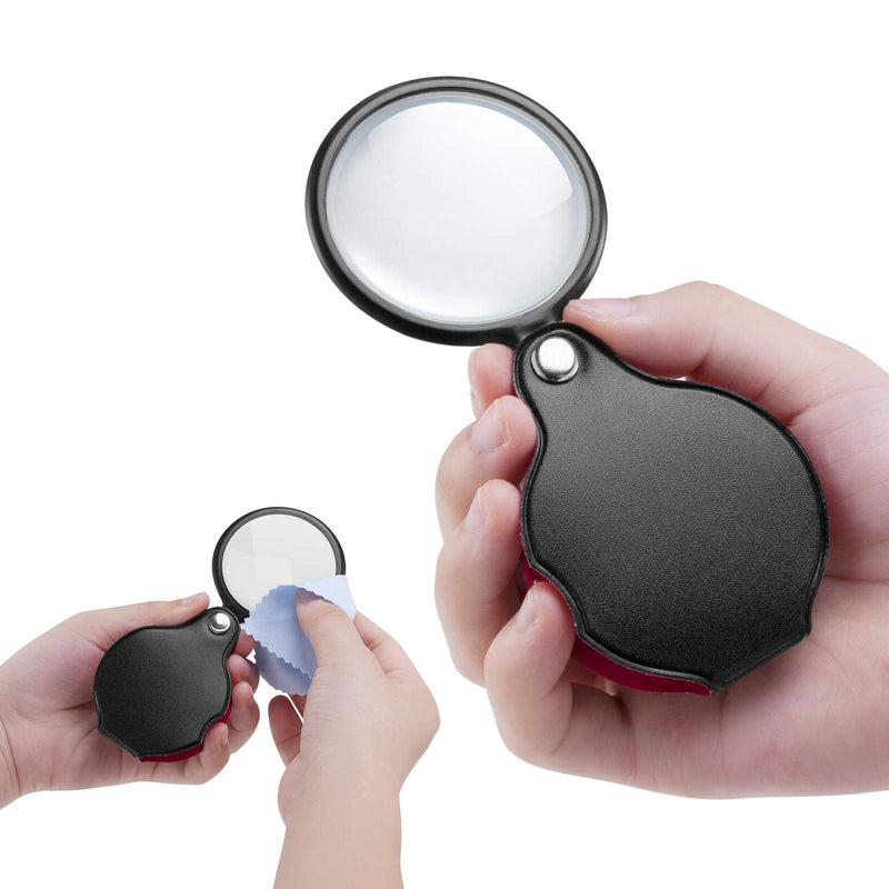 [Australia] - 2PCS Upgrade 10X Small Magnifying Glasses for Kids/Senior, Pocket Magnifier for Reading/Close Work, Mini Folding Magnifying Magnify Glass with Protective Sheath, Ideal for Repairing/Hobby/Coins, 1.96" 