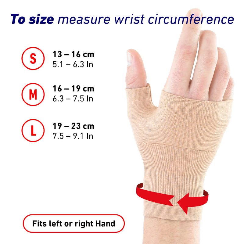 [Australia] - Neo G Wrist and Thumb Support - Ideal for Arthritis, Joint Pain, Tendonitis, Sprains, Hand Instability, Sports - Multi Zone Compression Sleeve - Airflow - Class 1 Medical Device - Medium - Tan Beige 