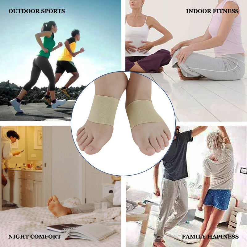 [Australia] - Copper Arch Support Sleeves (4PCS), Plantar Fasciitis Braces for Foot Care, Foot Compression Sleeve for Heel Spurs, Flat & Fallen Arches and High Arch Pain Relief, Arch Support Bands for Women & Men Beige and Black 