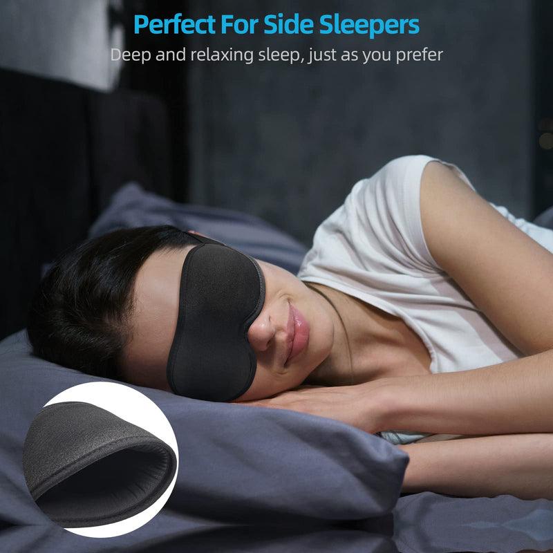 [Australia] - 2023 Innovative Sleep Mask for Men and Women, Trilancer 3D 100% Light Blocking Design, Comfortable Eye mask, Blackout Blindfold for Sleeping, Nap, Meditation, Travel, with Earplugs (Black) Black 