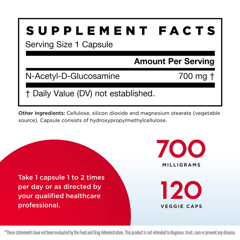 [Australia] - Jarrow Formulas N-A-G 700 mg - 120 Veggie Caps - N-Acetyl Glucosamine - Versatile Form of Glucosamine - Supports Joint & Intestinal Health - Up to 120 Servings 120 Count (Pack of 1) 
