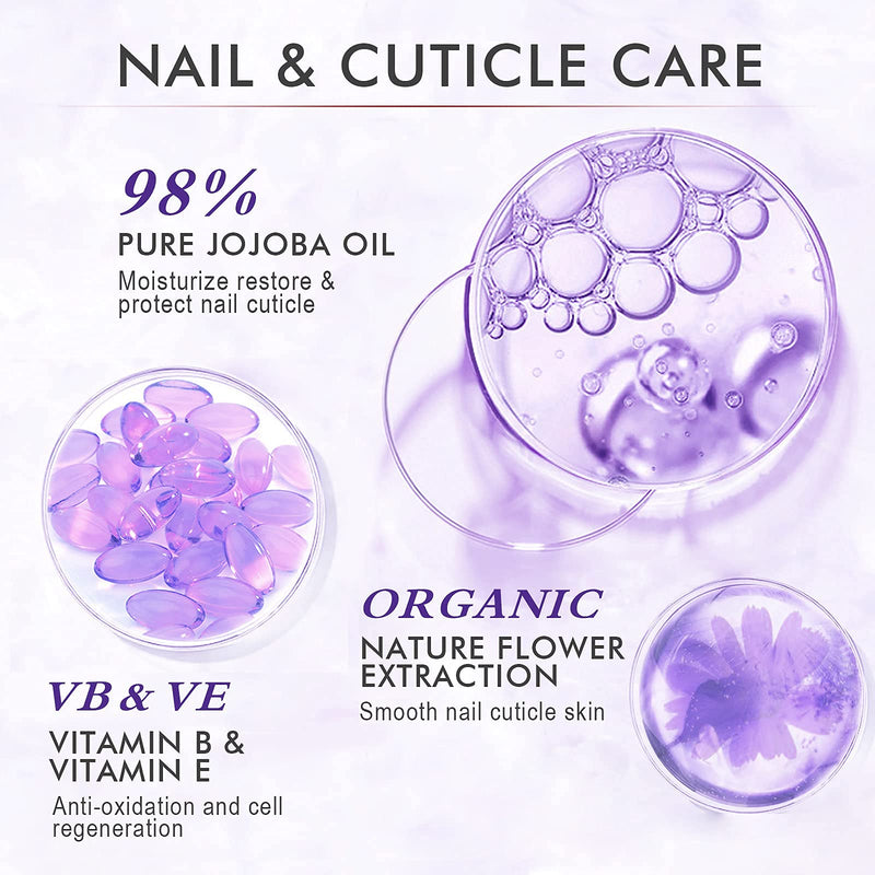 [Australia] - Gelike ec Organic Cuticle Nail Oil 15ml Vitamin B& E Essential Oil Moisturize with Convinient Dropper Design, Nail Cuticles Oils Treatment Damaged Dry for Nail Care Repair Growth-Lavender Scented 15 ml (Pack of 1) 