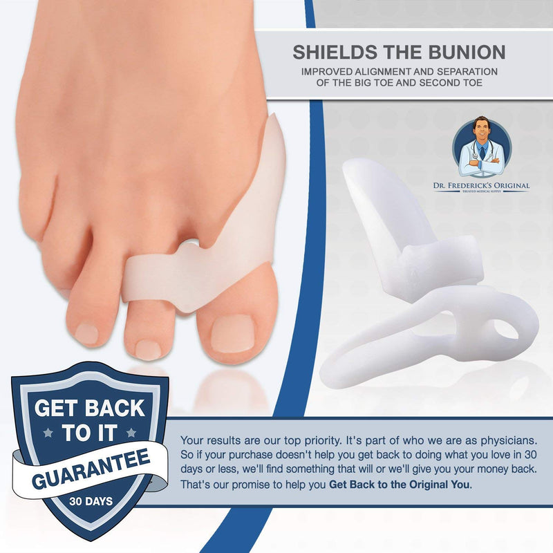 [Australia] - Dr. Frederick's Original 2 Piece Sport Bunion Pad & Toe Spacer Set - 1 Pair Soft Gel Cushions - One Size Fits All - Fast Relief - Wear with Shoes - for Men & Women 