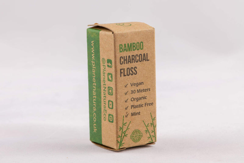 [Australia] - PlanetNatura Bamboo Dental Floss with Activated Charcoal – Eco-Friendly and Plastic-Less Alternative – Natural and Organic Dental Floss, Suitable for Vegans - Waxed (Mint) 