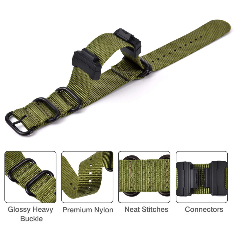 [Australia] - Ritche Military Ballistic Nylon Strap Replacement G-Shock Watch Bands Compatible with Casio G-Shock Watch Model DW-5600 / GWM-5610 / DWE-5600 / GMW-B5000 / GM-5600 / GW-B5600 / DW-D5500 / DW-5305 Armygreen 