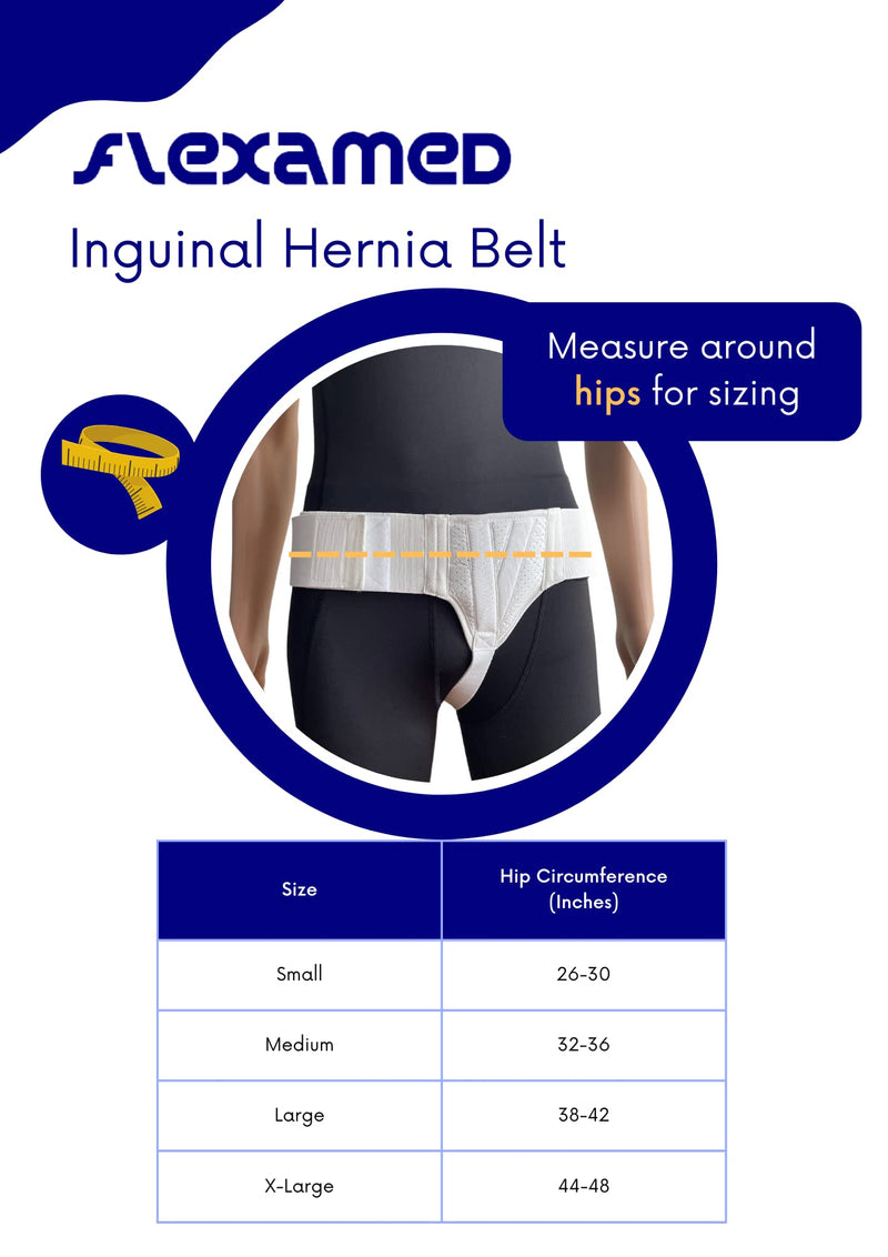 [Australia] - FlexaMed Left Side Inguinal Groin Hernia Truss with Compression Pad White - Medium Medium (Pack of 1) 