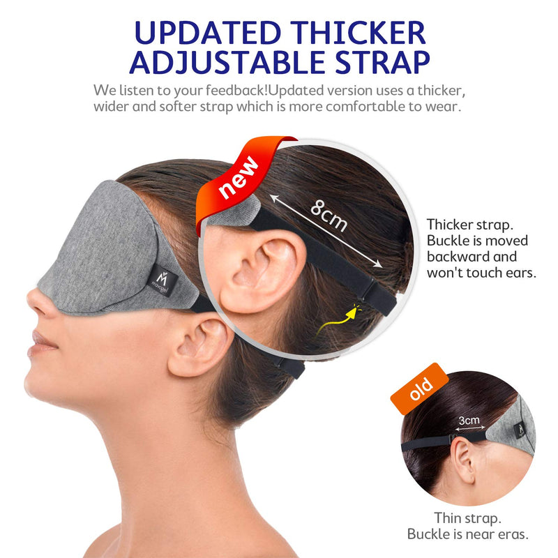 [Australia] - Mavogel Cotton Sleep Eye Mask - Updated Design Light Blocking Sleep Mask, Soft and Comfortable Night Eye Mask for Men Women, Eye Blinder for Travel/Sleeping/Shift Work, Includes Travel Pouch, Grey 