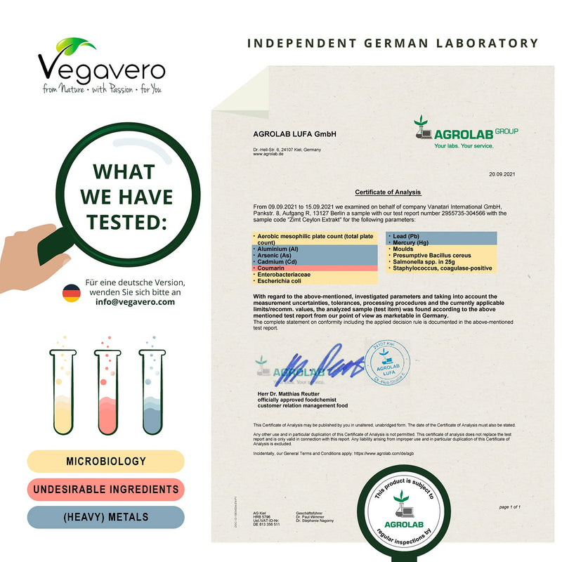 [Australia] - Ceylon Cinnamon 2000mg Vegavero® | High Strength Extract (8:1) | Without Additives | Lab-Tested | 4 Months Supply – 120 Vegan Capsules 
